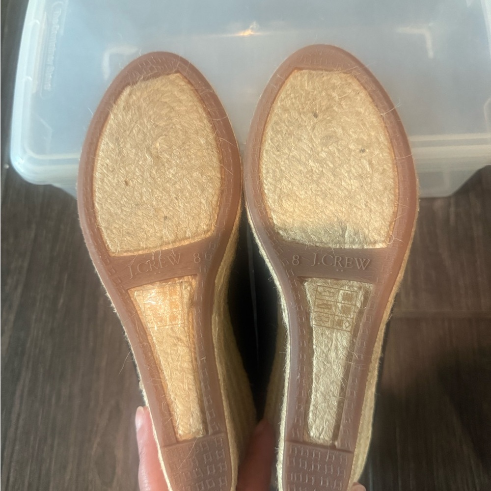 J. Crew Black Canvas Espadrille Wedge Shoes - Picture 3 of 3